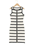 Contrast-color Striped Sleeveless Crew-neck Single-breasted Dress